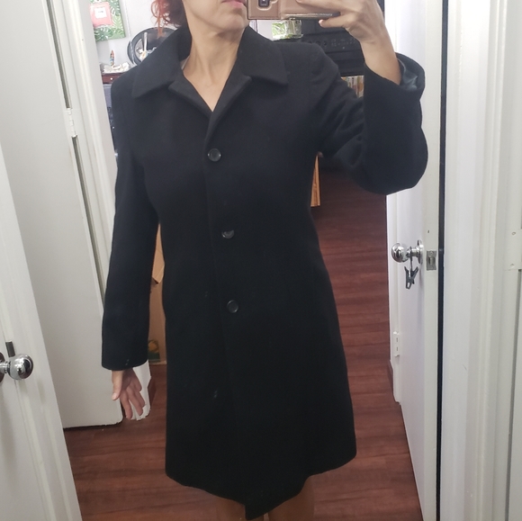 Larry Levine Design black wool & cashmere blend midi pea coat 10 - Picture 2 of 12